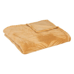 Casa di Elturo Flanellen fleece plaid palm leaf oker – l 125 x 150 cm