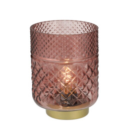 Casa di Elturo Led-lamp cristal – bordeaux – h17,5 cm – werkt op batterijen (incl. lamp)