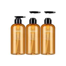 Casa di Elturo Set van 3 navulbare fles met pomp – oker – 500ml – voor shampoo,