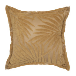 Casa di Elturo Velvet sierkussen leaf 3d reliëf – oker – 45 x 45 cm – (inclusief vulling)