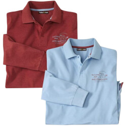 Atlas For Men Heren arizona adventure poloshirt met lange mouwen (set van 2)