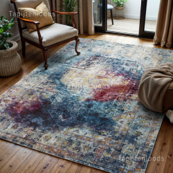 Muratap Picasso heriz vintage vloerkleed multi / blauw laagpolig- 240x290