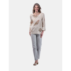 Mucho Gusto ® blouse malediven creme zeeschelpenprint