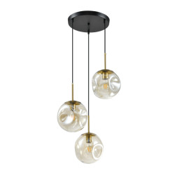 QUVIO Gouden wandlamp glazen bol 3-lichts