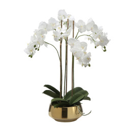 Sia Deco Composition d'orchidée artificielle lena 8 branches blanc vase