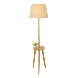 QUVIO Vloerlamp hout met tafeltje scandinavisch woonkamer -