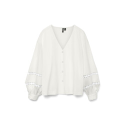 Vero Moda Vmjanni tape ls v-neck top wvn ga l off-white