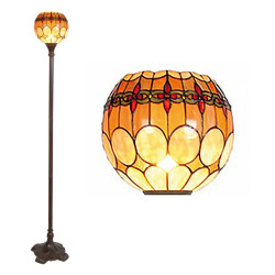 LumiLamp Tiffany vloerlamp Ø 27x184 cm geel glas rond staande lamp