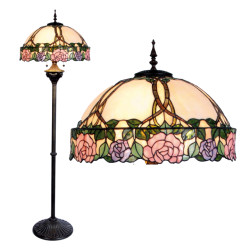 LumiLamp Tiffany vloerlamp Ø 50x164 cm groen glas halfrond roos staande