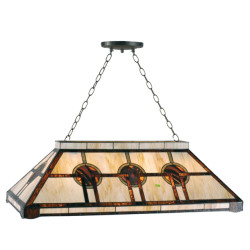 LumiLamp Hanglamp tiffany 92x47x126 cm bruin metaal glas rechthoek