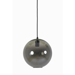 Light & Living Hanglamp matzwart smoke glas subar Ø 30 x 28cm