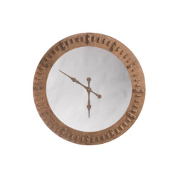 J-Line Klok spiegel hout naturel large
