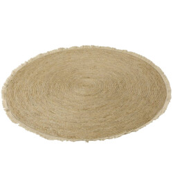 J-Line Tapijt kwastjesband mais schil katoen beige wit