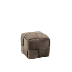 J-Line Poef textiel hout donker