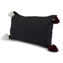 Safaary Marokkaanse pom-pom kussen antraciet 60 x 40cm