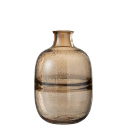 J-Line Vaas rond ribbel glas amber small
