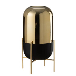J-Line Windlicht op voet glas goud large