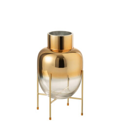 J-Line Vaas cylinder op voet glas transparant small