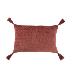 J-Line Kussen patroon rechthoek katoen terracotta rood