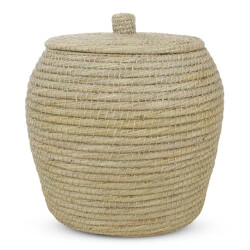 Safaary Rieten mand met deksel van zeegras naturel xl