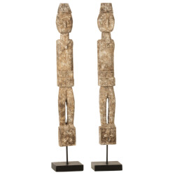 J-Line Figuur op voet hout grijs medium naya albasia (2-delig)