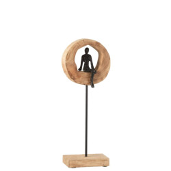 J-Line Figuur denk ring hoog mango hout aluminium