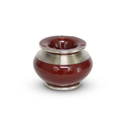 Safaary Marokkaanse asbak met metaal sierband rood Ø 12 x 9cm
