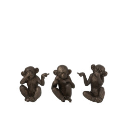 J-Line Aap horen-zien-zwijgen poly small (3-delig)