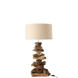 J-Line Lamp met kap drijfhout naturel beige small