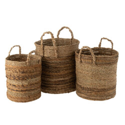 J-Line Manden raffia naturel lucie (3-delig)