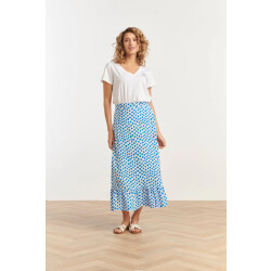 Smashed Lemon 25085 zomer maxi rok met blauwe polkadots