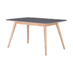 Gazzda Stafa table houten eettafel whitewash met linoleum tafelblad nero 180 x 90