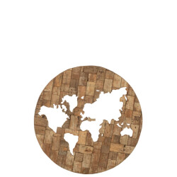 J-Line Wanddecoratie wereldkaart hout
