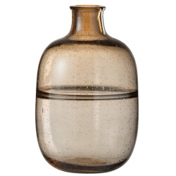 J-Line Vaas rond ribbel glas large amber