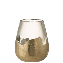 J-Line Theelichthouder rond glas goud large zoe