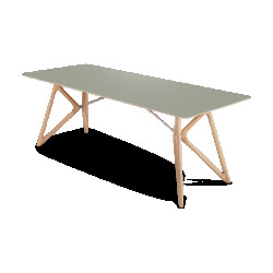 Gazzda Tink table houten eettafel whitewash met linoleum tafelblad dark olive 220 x