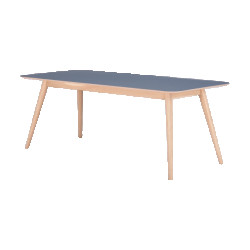 Gazzda Stafa table houten eettafel whitewash met linoleum tafelblad smokey blue 180