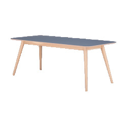 Gazzda Stafa table houten eettafel whitewash met linoleum tafelblad smokey blue 160