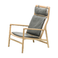 Gazzda Dedo lounge chair whitewash eiken dakar leather grey zitting