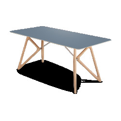 Gazzda Tink table houten eettafel whitewash met linoleum tafelblad smokey blue 220