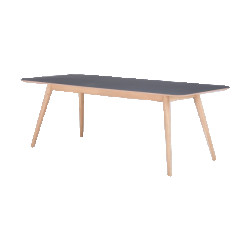 Gazzda Stafa table houten eettafel whitewash met linoleum tafelblad nero 220 x 90