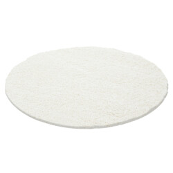 Muratap Basic rond shaggy vloerkleed creme hoogpolig- 160 cm rond