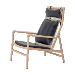 Gazzda Dedo lounge chair whitewash eiken dakar leather black zitting