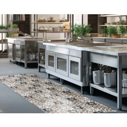 Muratap Vintage keukenloper wasbaar 40°c terra / zwart per meter- 65 cm breed