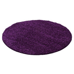 Muratap Basic rond shaggy vloerkleed paars hoogpolig- 80 cm rond