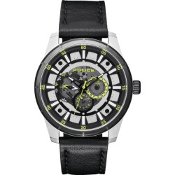 Police Leren horloge met datumaanduiding 48mm