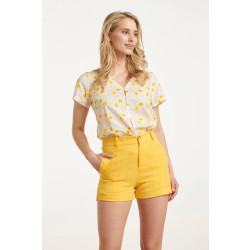 Smashed Lemon 25016 witte katoenen blouse met citroen borduursels