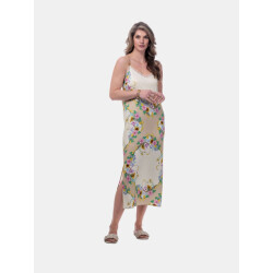 Mucho Gusto ® slipjurk creme bloem luipaardprint