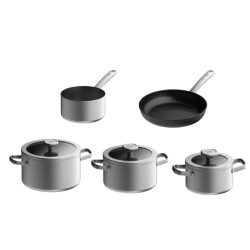 BergHOFF Leo pannenset graphite 5 delig gerecycled rvs