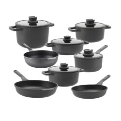 BergHOFF Pannenset leo stone 13 delig downdraft met gratis essentials serveertang 34cm
